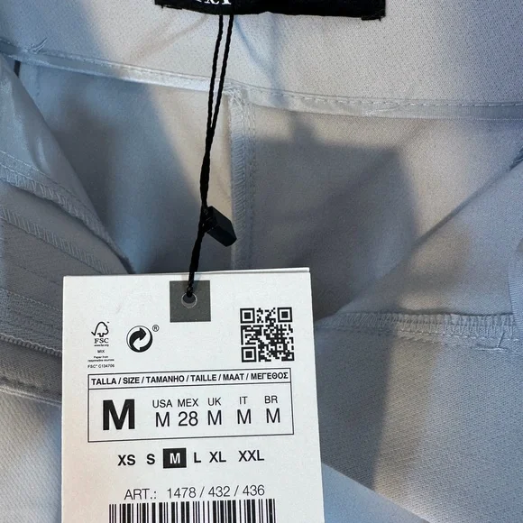 NWT Zara Women's Light Blue/Grey High Waist Cropped Ankle Pants Size M - Picture 4 of 8